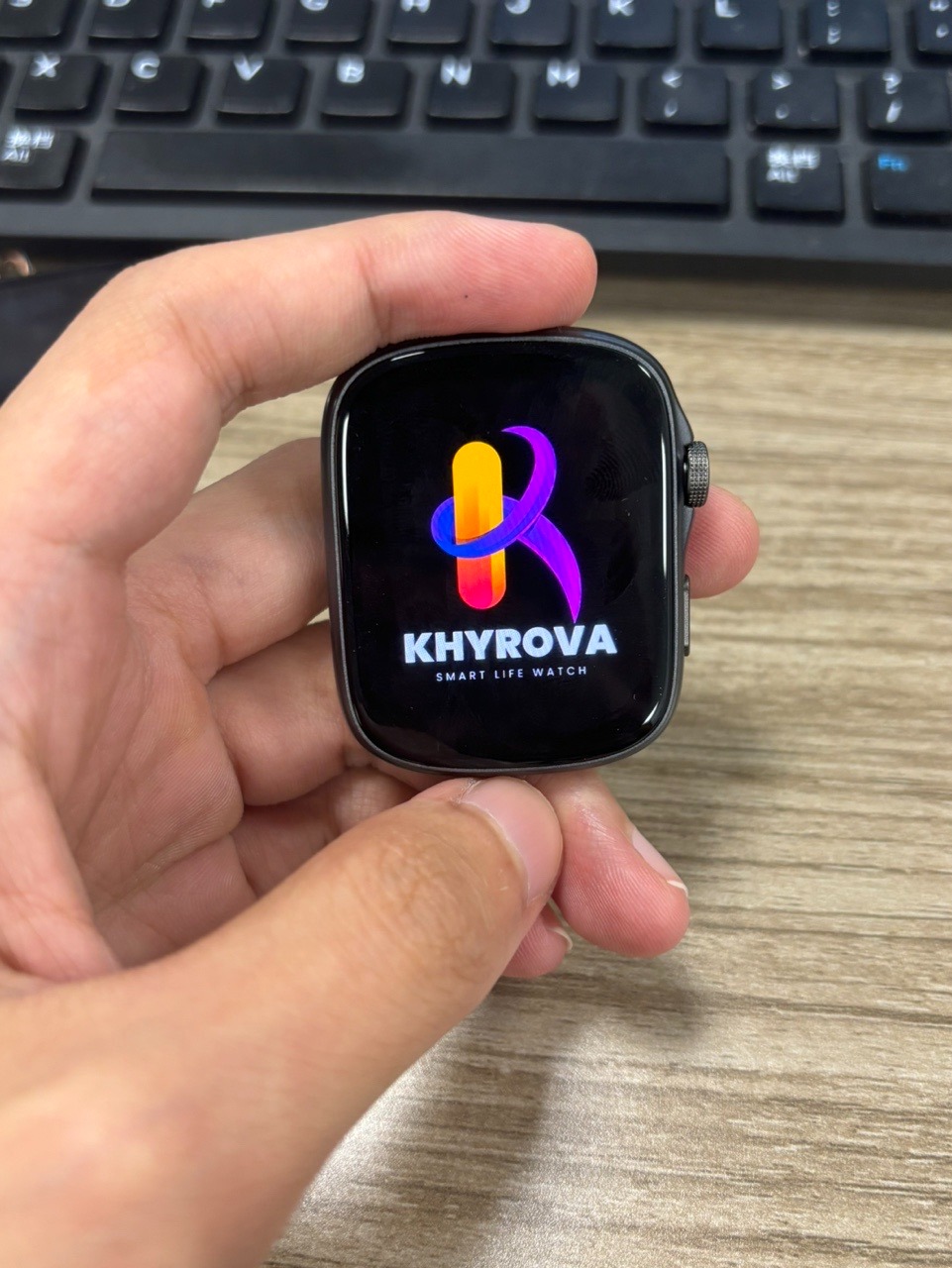Khyrova watch face close-up in black